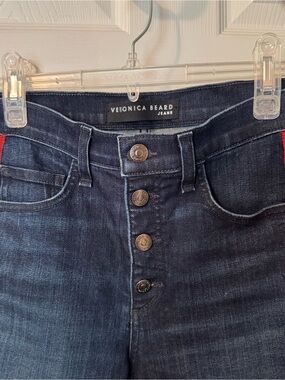 Veronica Beard Dark Indigo Jeans with Branded Metal Buttons